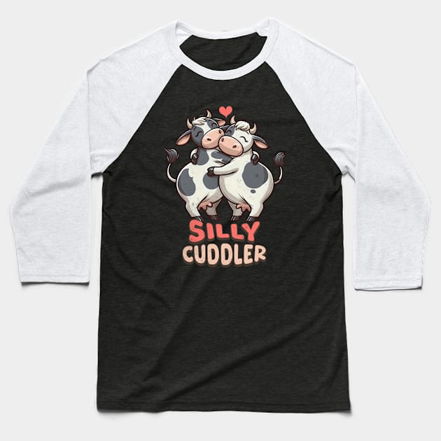 Cute Cow Silly Cuddler Baseball T-Shirt by alcoshirts